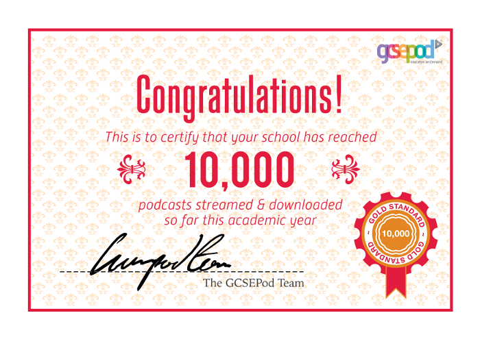 Year 11s reach 10,000 Pods on GCSEPod!