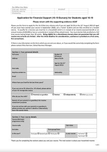 Sixth Form Bursary Application Form