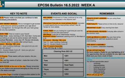 W/c 16.05.2022 Sixth Form Bulletin Week A